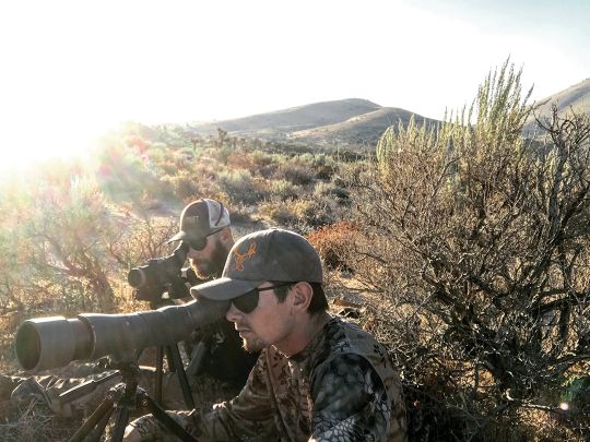 Hundreds of hours were spent hiking and glassing the remote basins and meadows near timberline in California’s X9b hunting zone. The hunters found the big 6x6 muley buck in July and watched it all through the rest of July, August and early September.